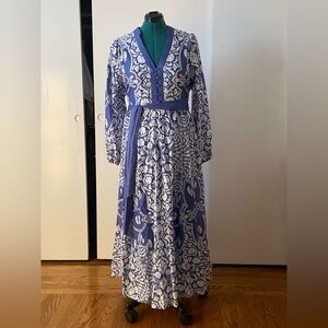 Boden Full Length Elegant Blue and White Floral Maxi Dress